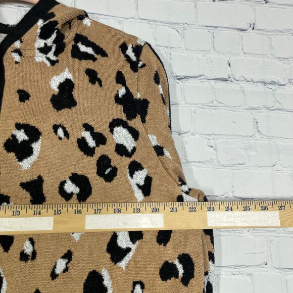 Chicos Cardigan Women XL Long Sleeve Chunky Cheetah Long Sweater Duster Cozy - Picture 9 of 12